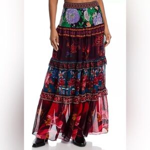 FARM Rio Floral Mix Ruffle Maxi Skirt